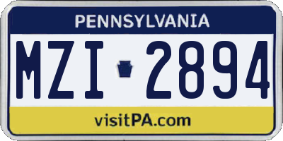 PA license plate MZI2894