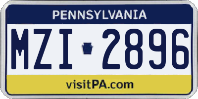 PA license plate MZI2896