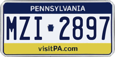 PA license plate MZI2897