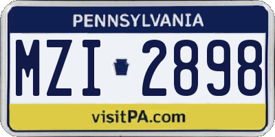 PA license plate MZI2898