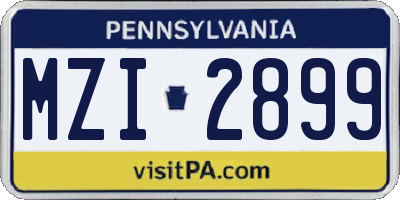 PA license plate MZI2899