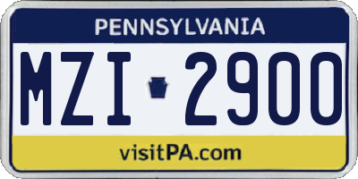 PA license plate MZI2900