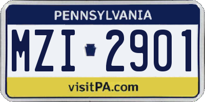 PA license plate MZI2901