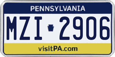 PA license plate MZI2906