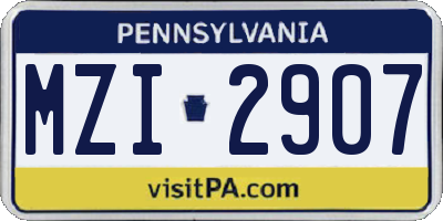 PA license plate MZI2907