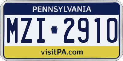 PA license plate MZI2910