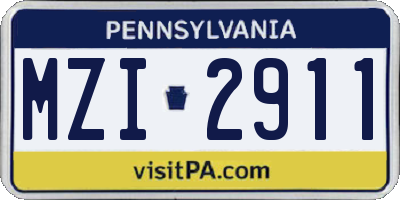 PA license plate MZI2911