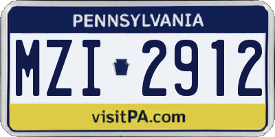 PA license plate MZI2912