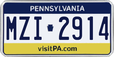 PA license plate MZI2914