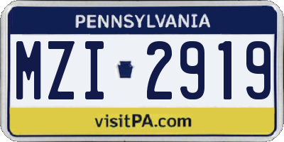 PA license plate MZI2919