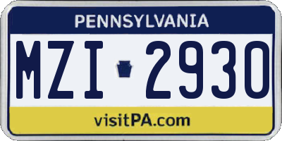PA license plate MZI2930