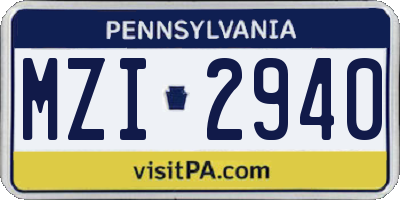 PA license plate MZI2940