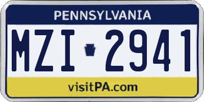 PA license plate MZI2941
