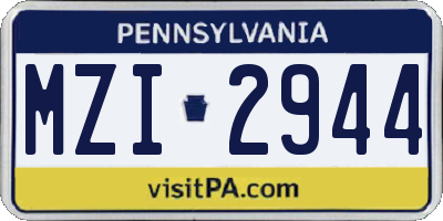 PA license plate MZI2944