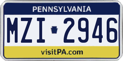 PA license plate MZI2946