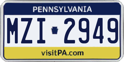 PA license plate MZI2949