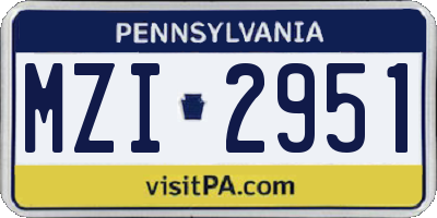 PA license plate MZI2951