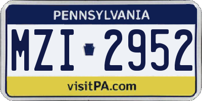 PA license plate MZI2952
