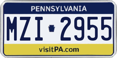 PA license plate MZI2955