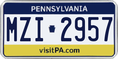 PA license plate MZI2957