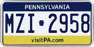 PA license plate MZI2958
