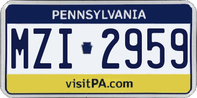 PA license plate MZI2959