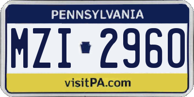 PA license plate MZI2960