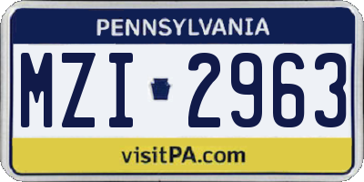 PA license plate MZI2963