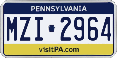 PA license plate MZI2964