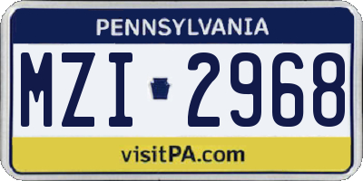 PA license plate MZI2968
