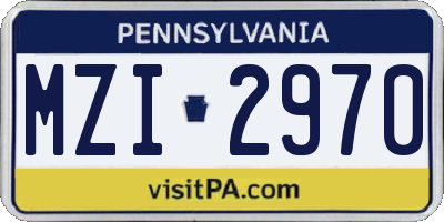 PA license plate MZI2970