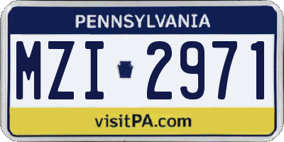 PA license plate MZI2971