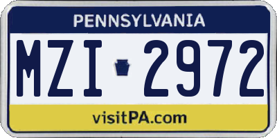 PA license plate MZI2972