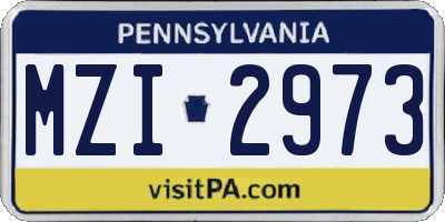 PA license plate MZI2973