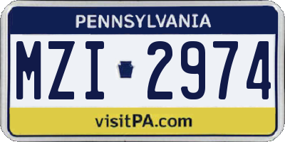 PA license plate MZI2974