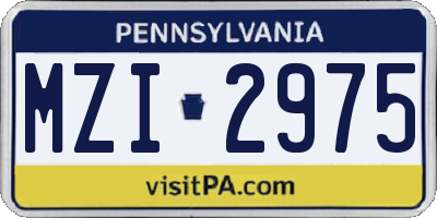 PA license plate MZI2975