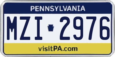 PA license plate MZI2976