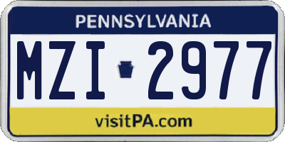 PA license plate MZI2977