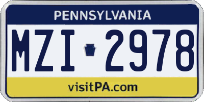 PA license plate MZI2978