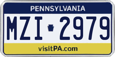 PA license plate MZI2979