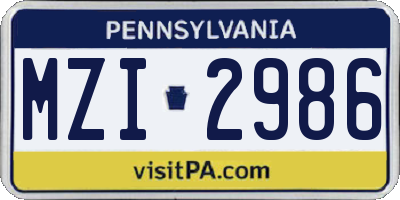 PA license plate MZI2986