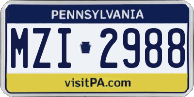 PA license plate MZI2988
