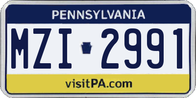 PA license plate MZI2991