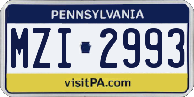 PA license plate MZI2993