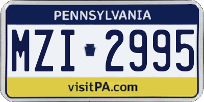 PA license plate MZI2995