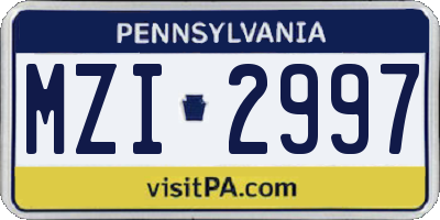 PA license plate MZI2997