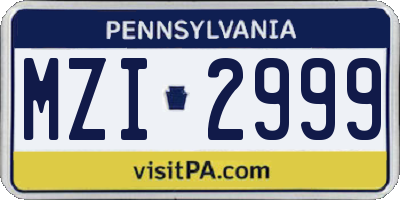 PA license plate MZI2999