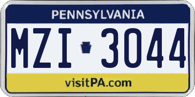 PA license plate MZI3044