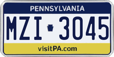 PA license plate MZI3045