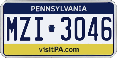 PA license plate MZI3046